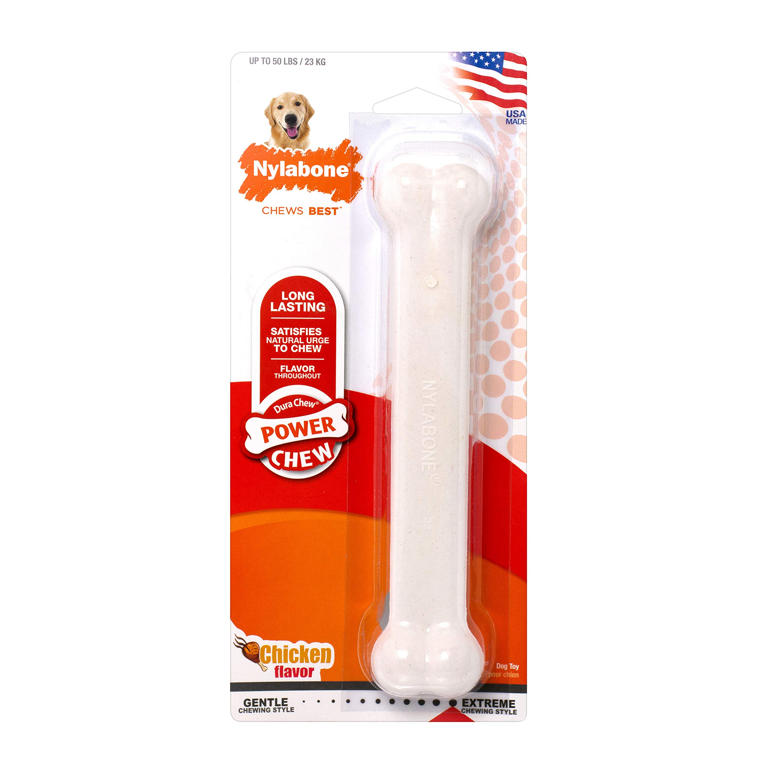 Nylabone Power Chew Flavored Durable Chew Toy for Dogs Chicken Large/Giant