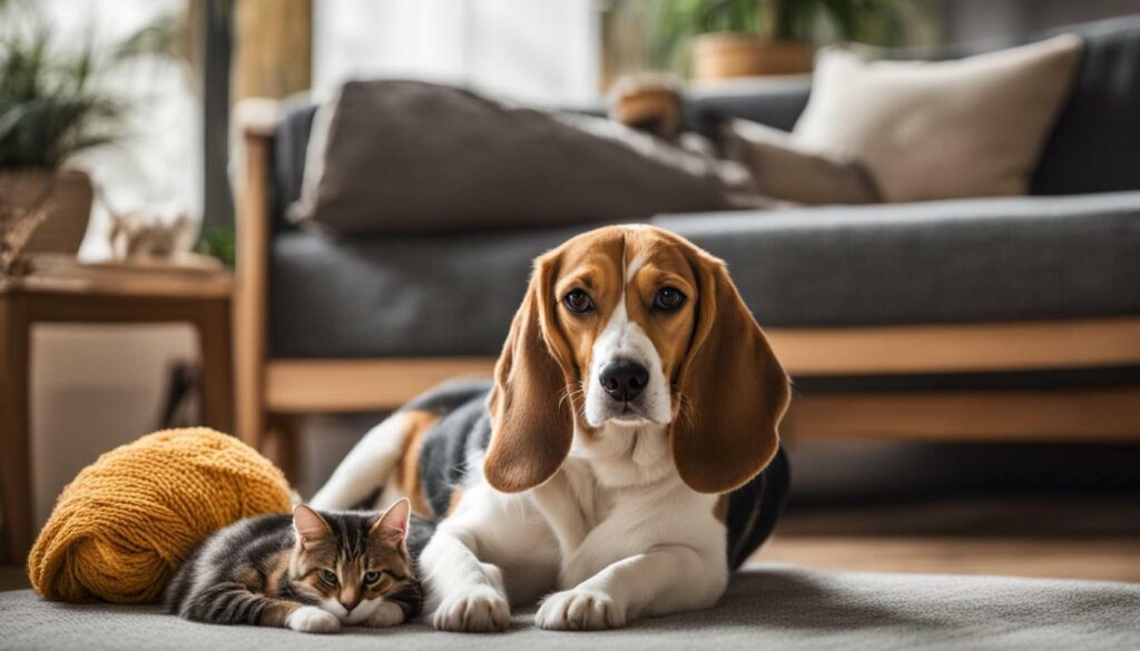 beagle en kat samenleven