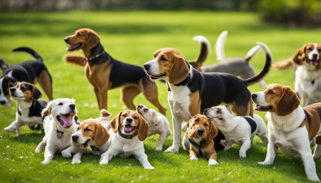 beagle met andere honden